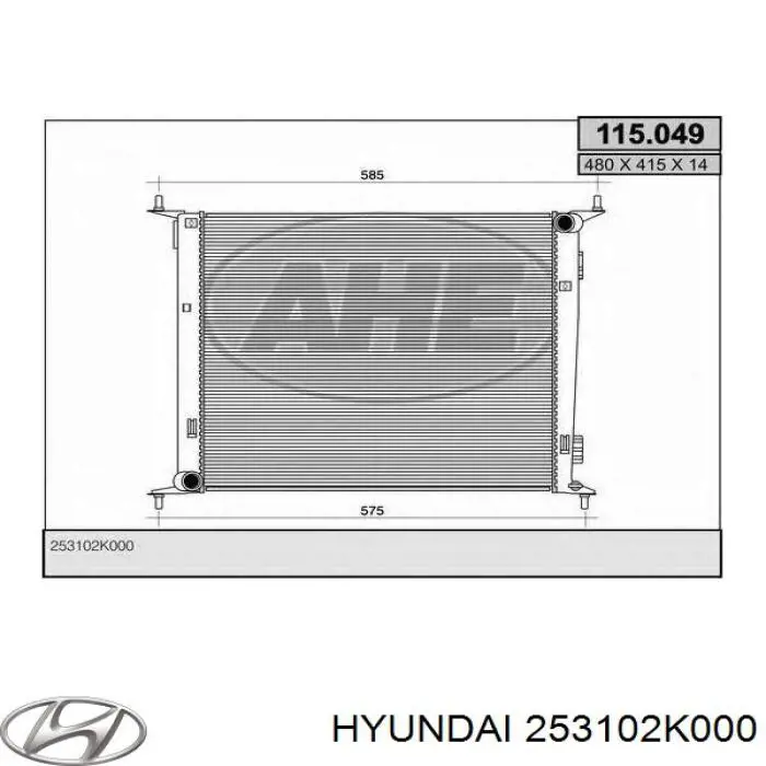 Radiador 253102K000 Hyundai/Kia