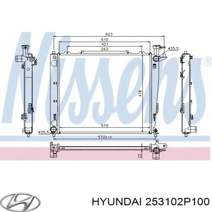 253102P100 Hyundai/Kia radiador