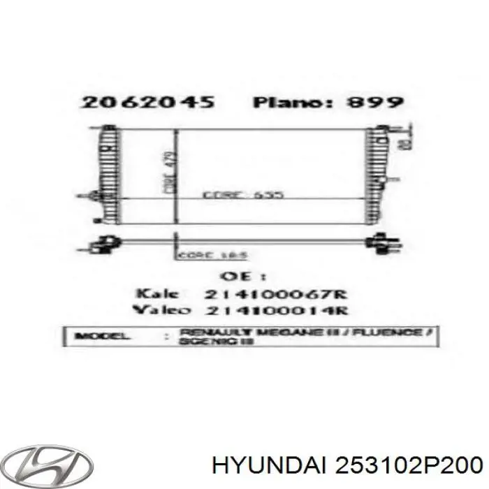 253102P200 Hyundai/Kia radiador