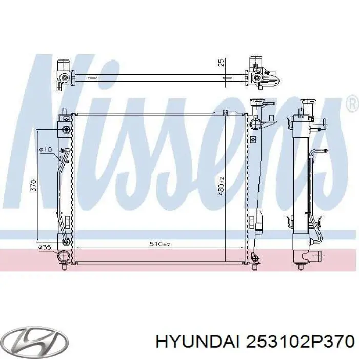 253102P370 Hyundai/Kia radiador refrigeración del motor