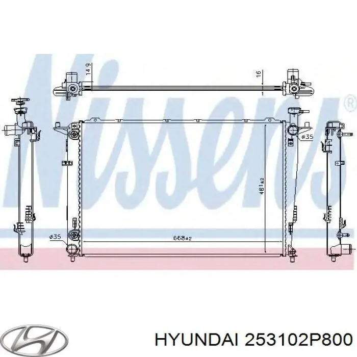 253102P800 Hyundai/Kia radiador refrigeración del motor