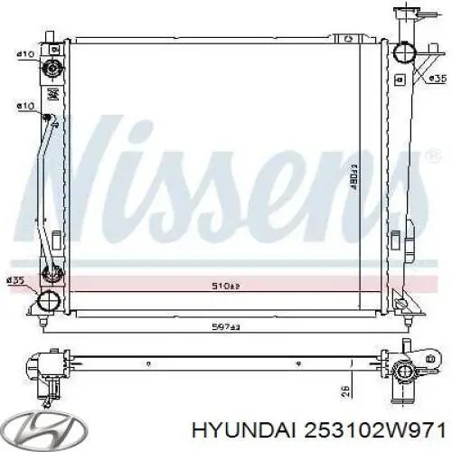 Radiador 253102W971 Hyundai/Kia