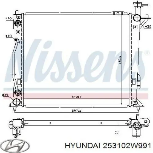 Radiador 253102W991 Hyundai/Kia