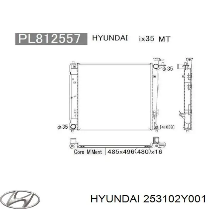 Radiador de água Hyundai/Kia 253102Y001