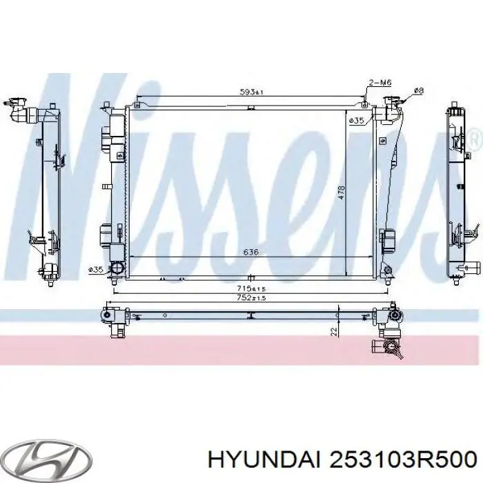 253103R500 Hyundai/Kia radiador refrigeración del motor