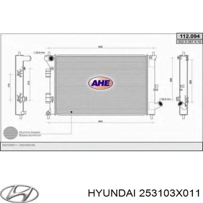 253103X011 Hyundai/Kia radiador refrigeración del motor