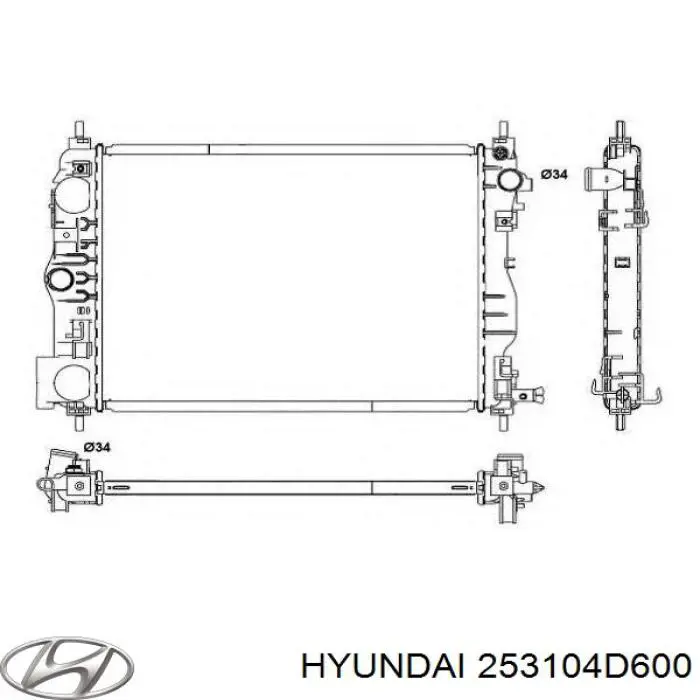 253104D600 Hyundai/Kia radiador refrigeración del motor