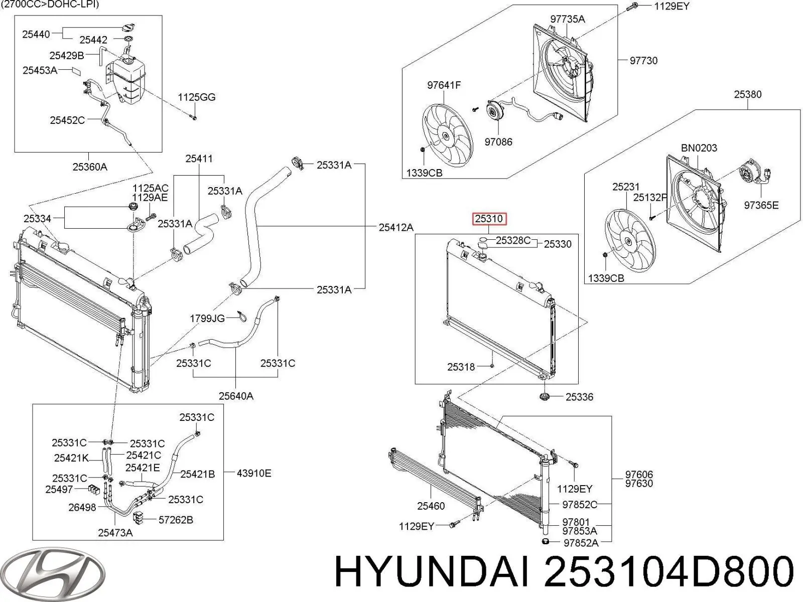 253104D830 Hyundai/Kia radiador refrigeración del motor