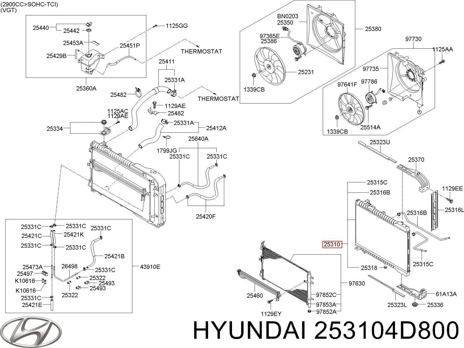 Comprar 253104D830 Hyundai/Kia Radiador de auto