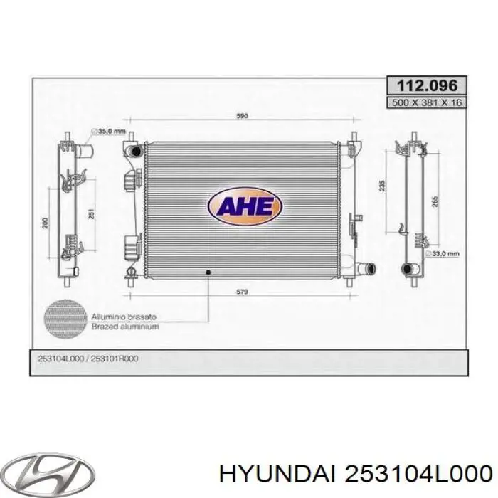 Comprar 253104L000 Hyundai/Kia Radiador de auto