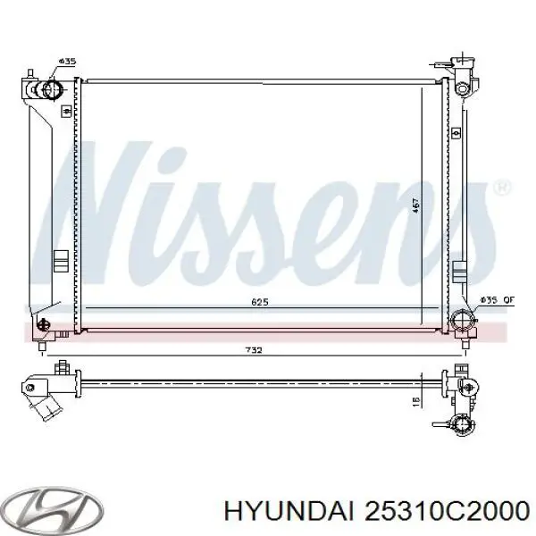 25310C2000 Hyundai/Kia radiador refrigeración del motor