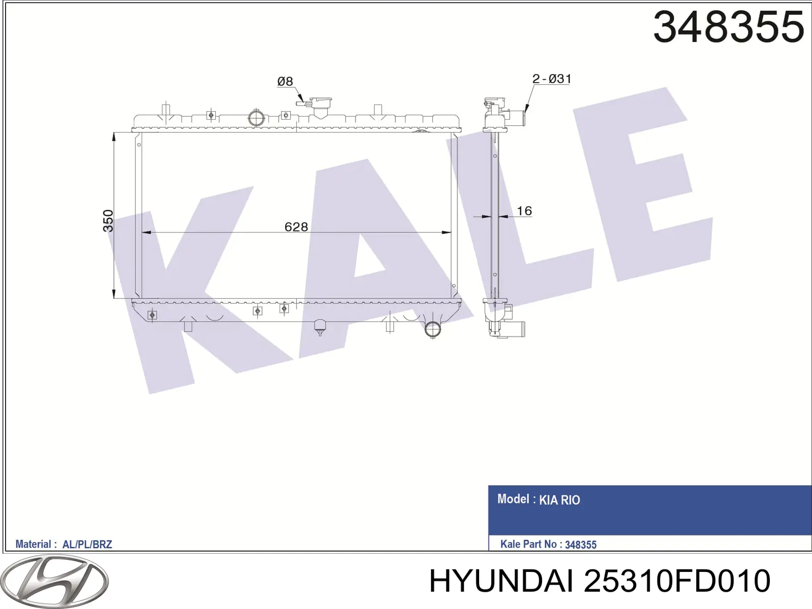 25310FD010 Hyundai/Kia radiador refrigeración del motor