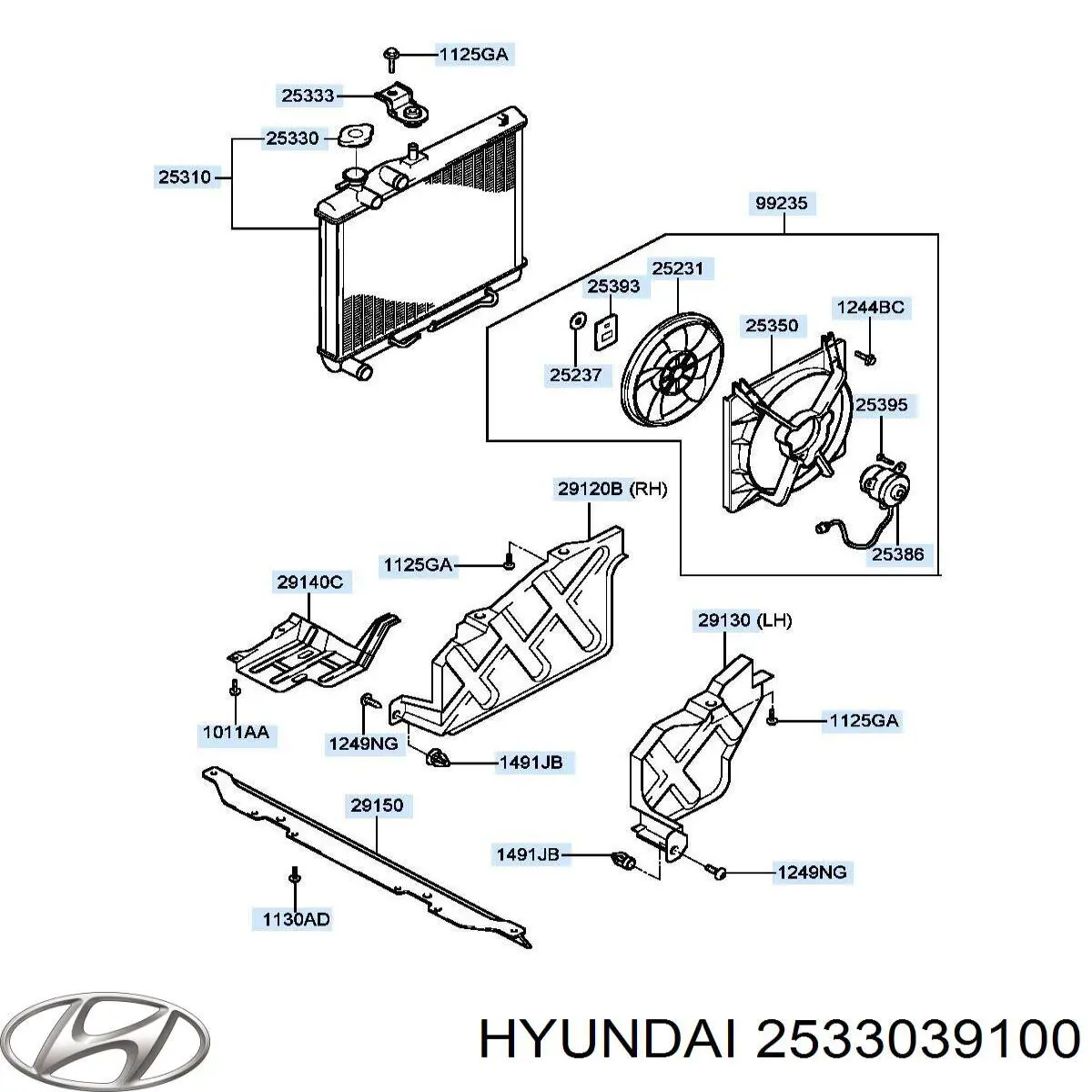 Tapa radiador 2533039100 Hyundai/Kia