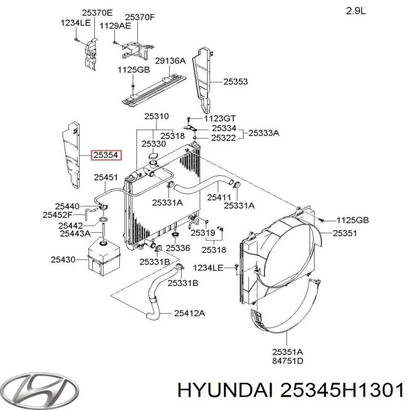 Deflector de aire, radiador, izquierdo para Hyundai Terracan (HP)