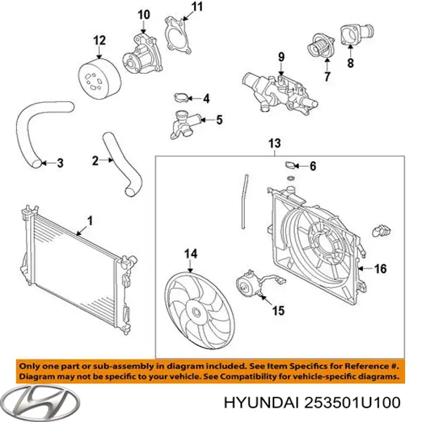 253501U100 Hyundai/Kia bastidor radiador