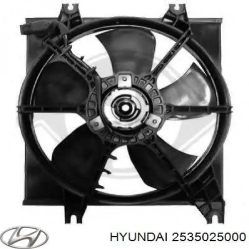 2535025000 Hyundai/Kia difusor de radiador, ventilador de refrigeración, condensador del aire acondicionado, completo con motor y rodete