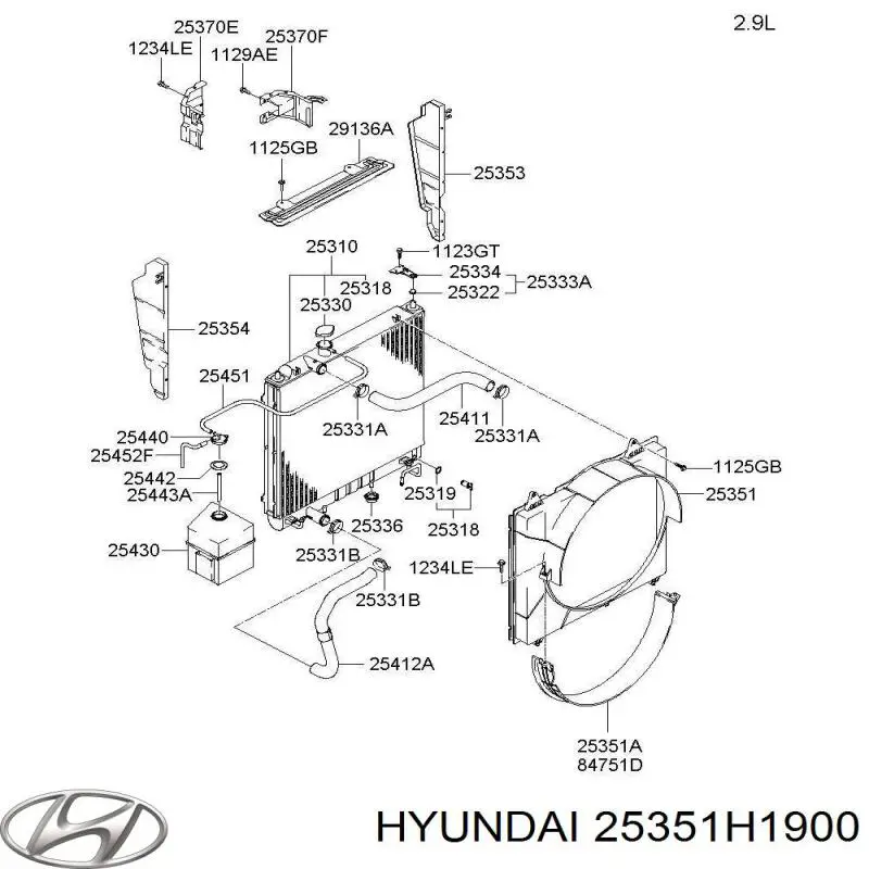 Difusor De Radiador, De Enfriamiento Superior para Hyundai Terracan (HP)