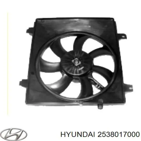 2538017000 Hyundai/Kia difusor de radiador, ventilador de refrigeración, condensador del aire acondicionado, completo con motor y rodete