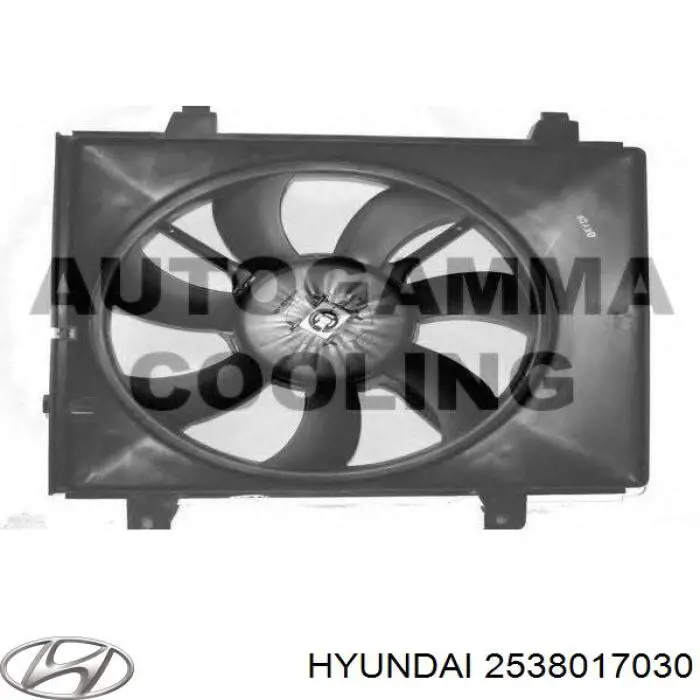 2538017030 Hyundai/Kia difusor de radiador, ventilador de refrigeración, condensador del aire acondicionado, completo con motor y rodete