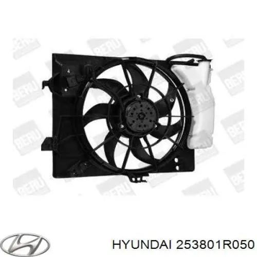 253801R050 Hyundai/Kia difusor de radiador, ventilador de refrigeración, condensador del aire acondicionado, completo con motor y rodete