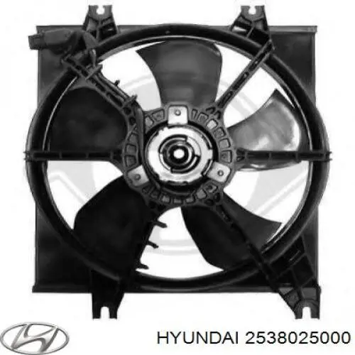 2538025000 Hyundai/Kia difusor de radiador, ventilador de refrigeración, condensador del aire acondicionado, completo con motor y rodete