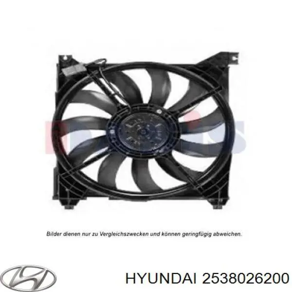 2538026200 Hyundai/Kia difusor de radiador, ventilador de refrigeración, condensador del aire acondicionado, completo con motor y rodete