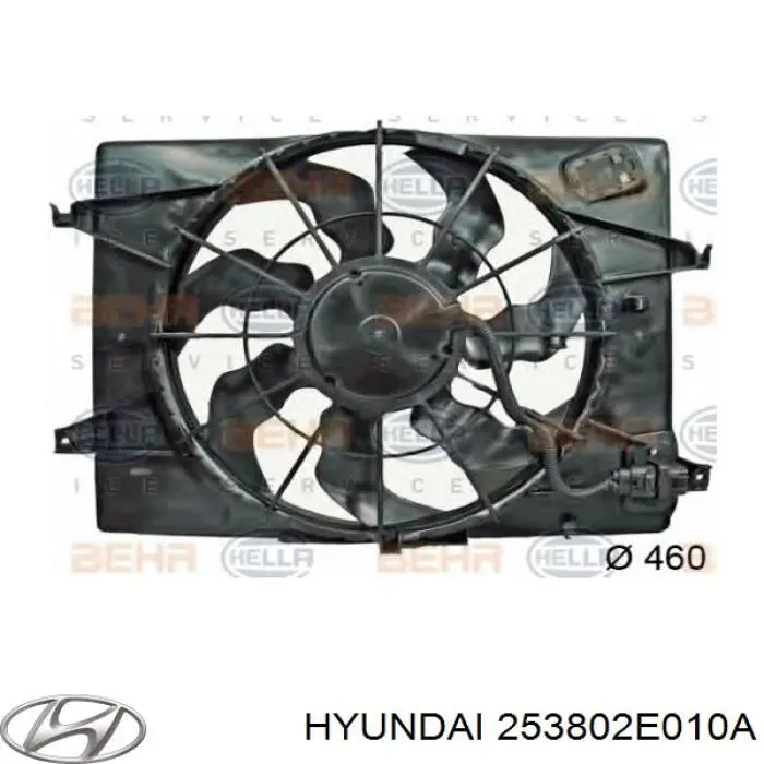 253802E010A Hyundai/Kia difusor de radiador, ventilador de refrigeración, condensador del aire acondicionado, completo con motor y rodete