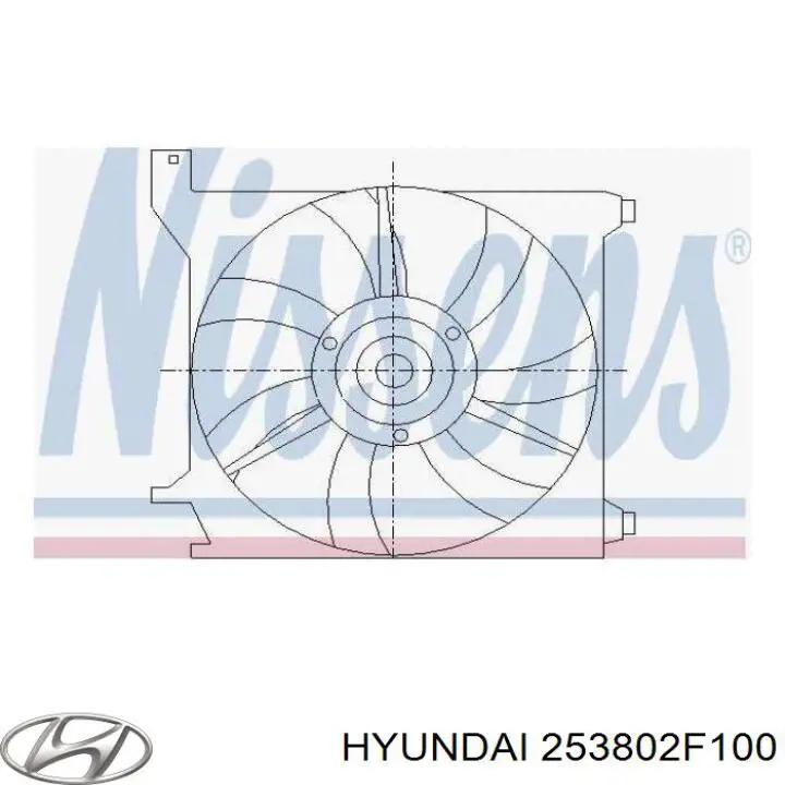 253802F100 Hyundai/Kia difusor de radiador, ventilador de refrigeración, condensador del aire acondicionado, completo con motor y rodete