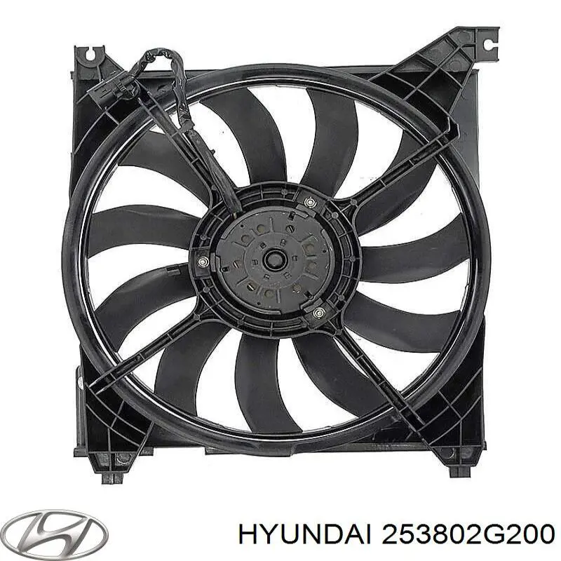 253802G200 Hyundai/Kia difusor de radiador, ventilador de refrigeración, condensador del aire acondicionado, completo con motor y rodete