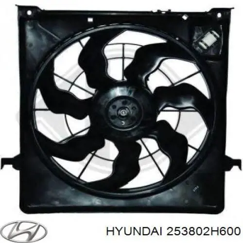 253802H600 Hyundai/Kia difusor de radiador, ventilador de refrigeración, condensador del aire acondicionado, completo con motor y rodete