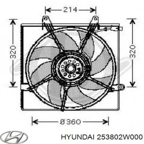 Ventilador (rodete +motor) refrigeración del motor con electromotor completo para Hyundai Santa Fe (CM)