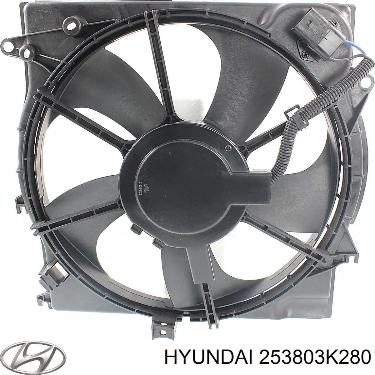 25380-3K280 Hyundai/Kia difusor de radiador, ventilador de refrigeración, condensador del aire acondicionado, completo con motor y rodete