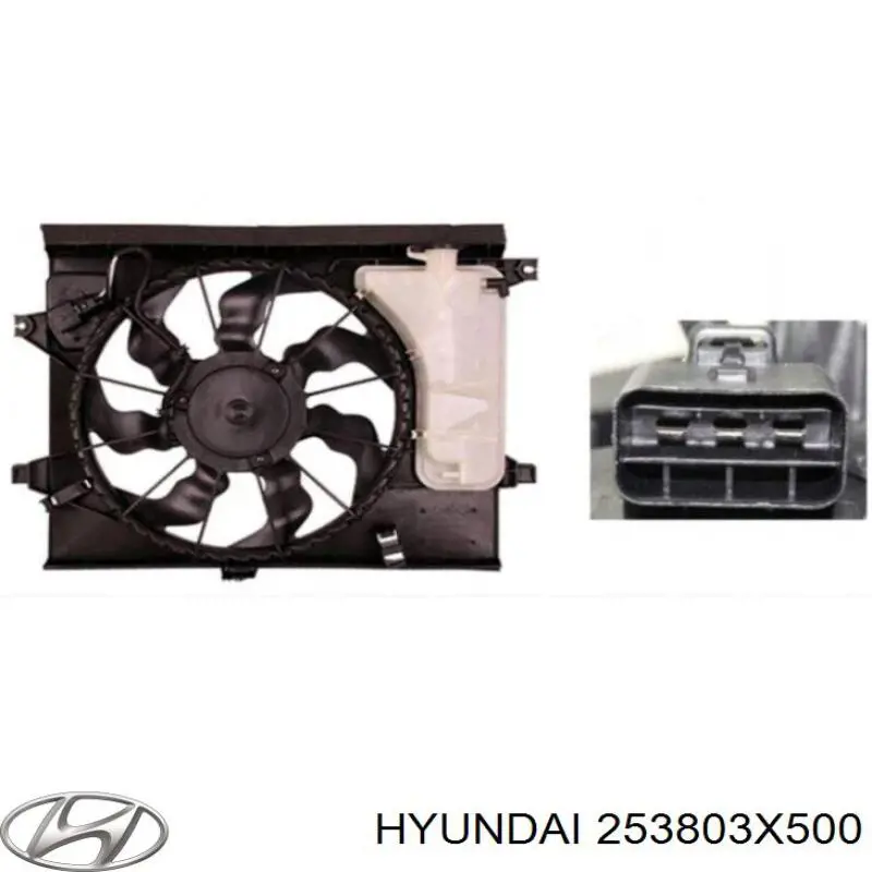 253803X500 Hyundai/Kia difusor de radiador, ventilador de refrigeración, condensador del aire acondicionado, completo con motor y rodete