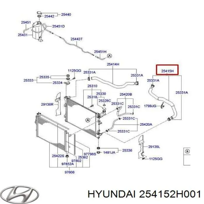 Comprar 254152H001 Hyundai/Kia Manguera inferior del radiador