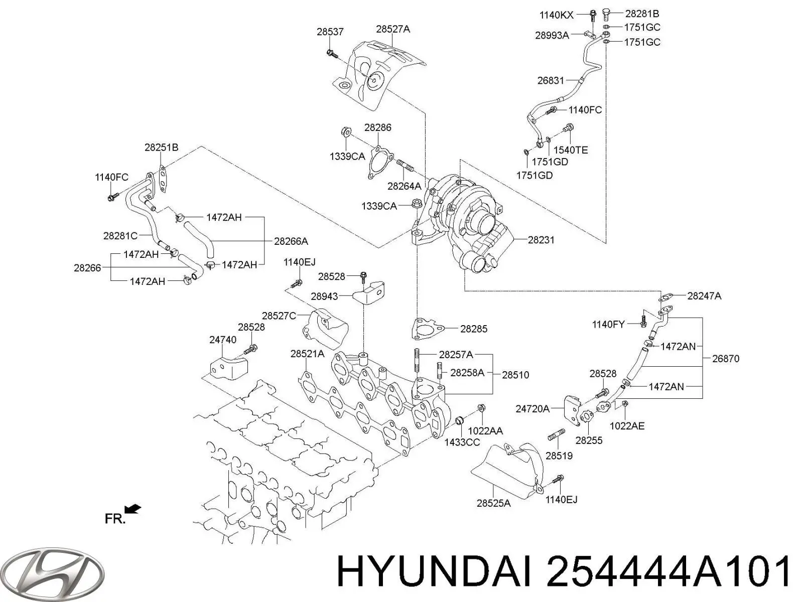 Junta de manguera de drenaje de aceite de turbina Hyundai/Kia 254444A101 precio, desde 33,15 EUR