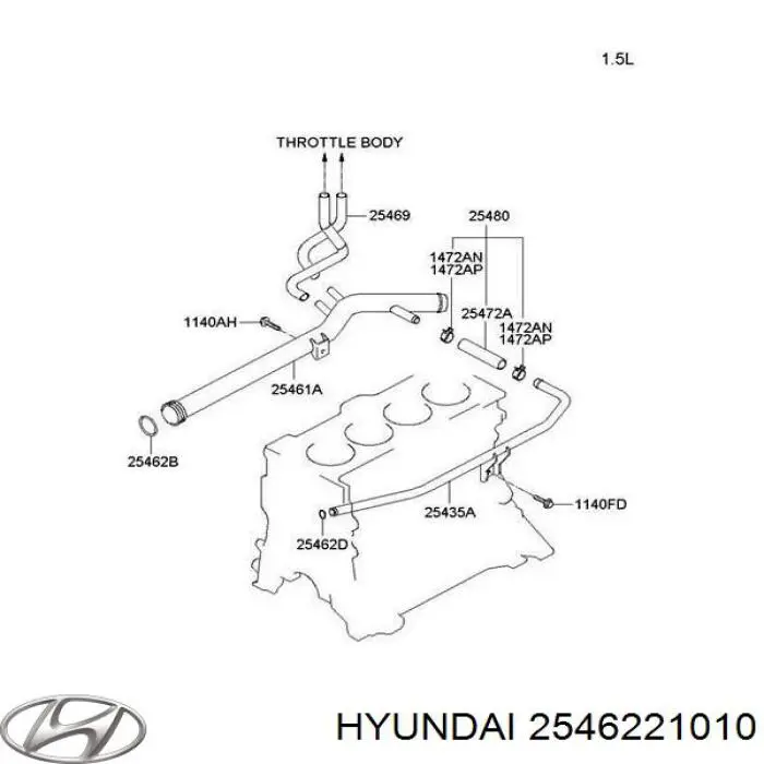 Comprar 2546221010 Hyundai/Kia Junta de brida del sistema de refrigeración