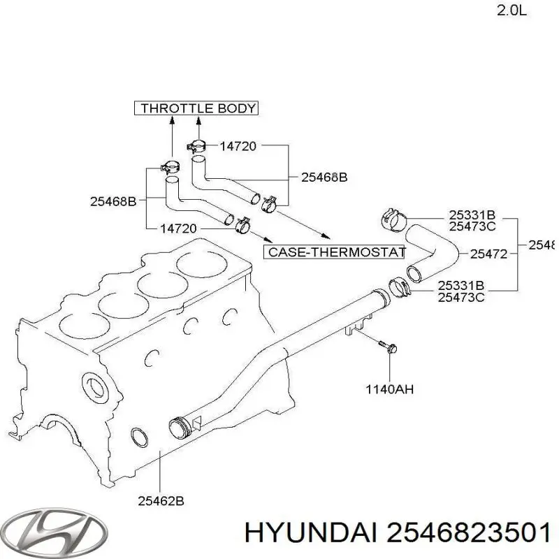 Manguera de calefacción de la mariposa de aceleración Hyundai/Kia 2546823501 precio, desde 25,74 EUR