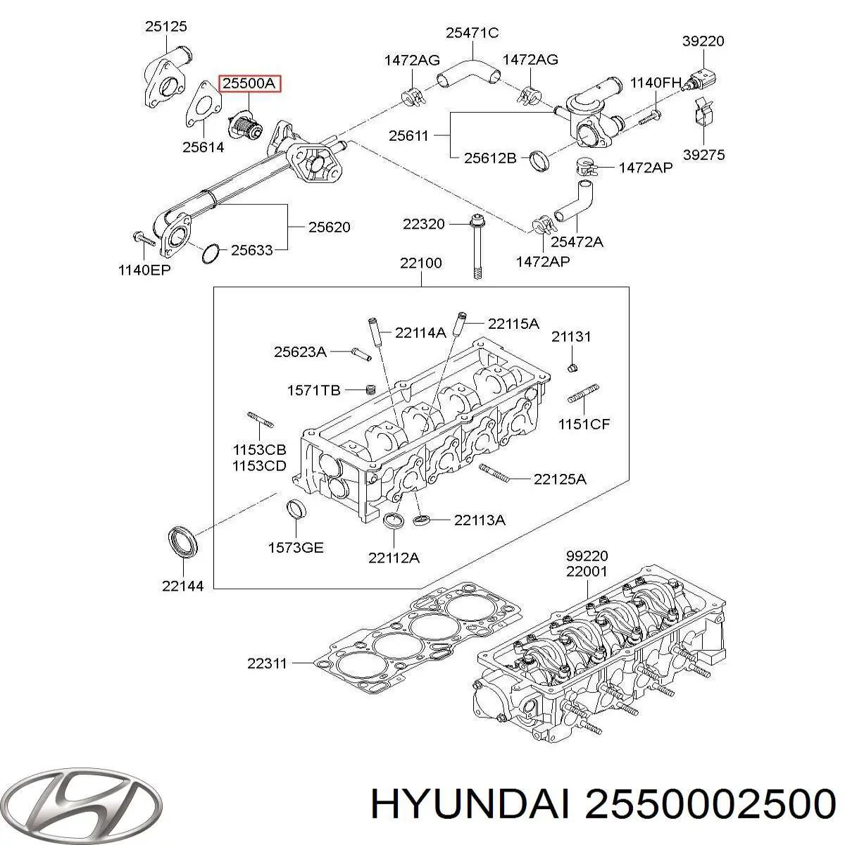 Termostato refrigerante Hyundai/Kia 2550002500