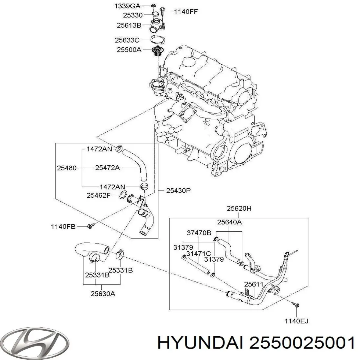 Termostato, refrigerante Hyundai Tucson 1 JM