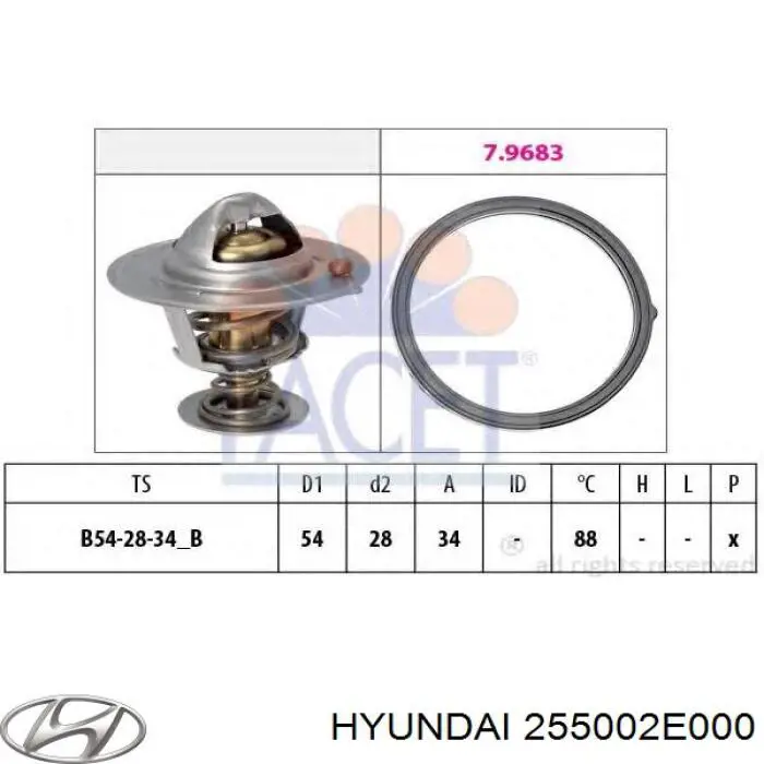 Termostato refrigerante Hyundai/Kia 255002E000