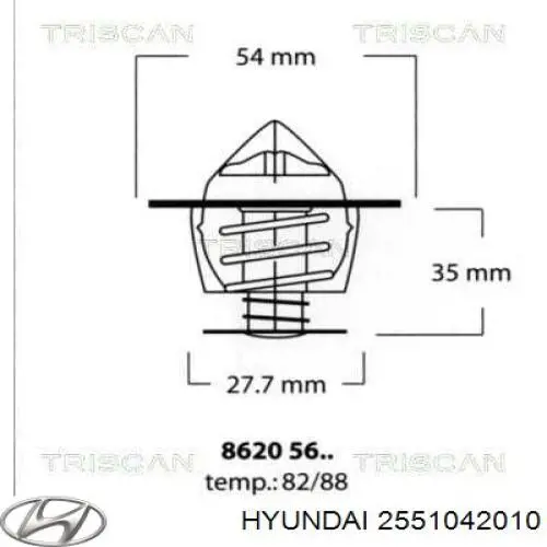 Termostato, refrigerante Hyundai Tucson 1 JM