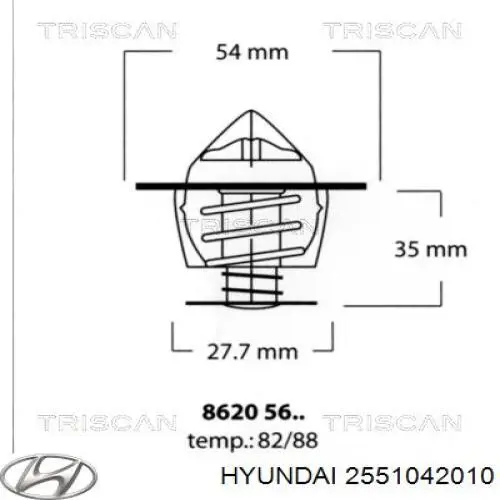 Termostato, refrigerante Hyundai Tucson 1 JM