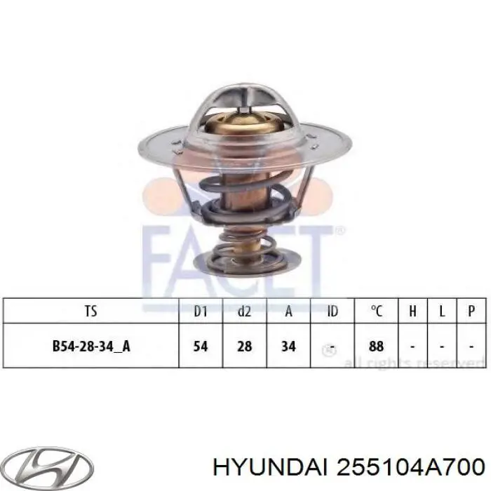 Termostato Hyundai/Kia 255104A700 precio, desde 13,10 EUR