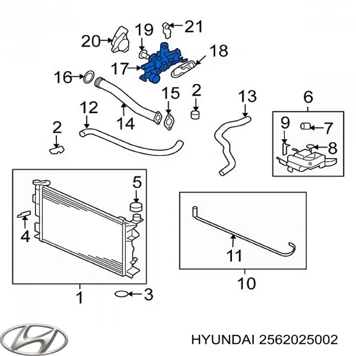 2562025002 Hyundai/Kia caja del termostato