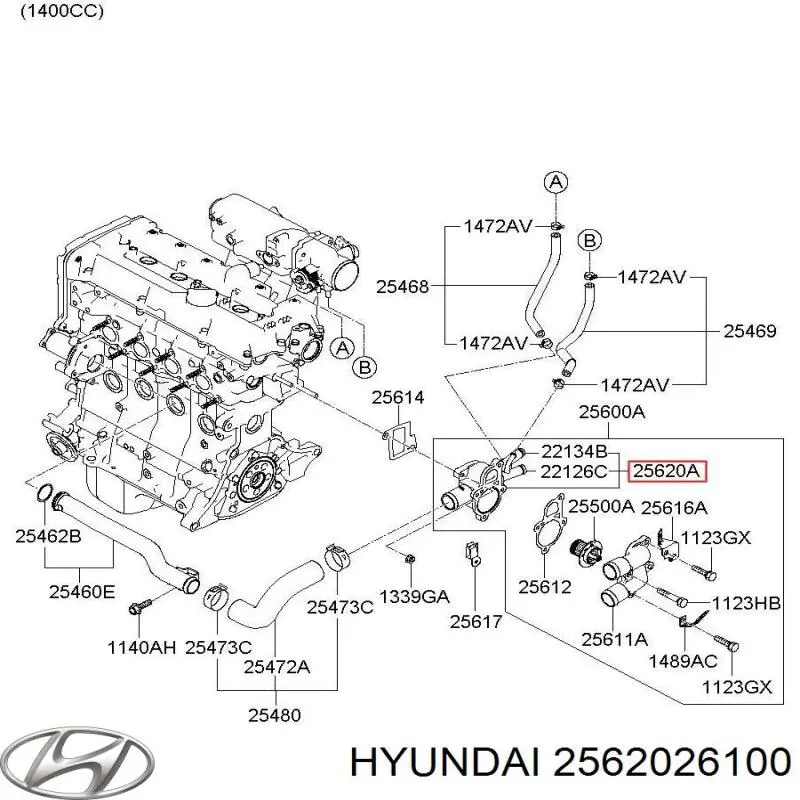 Carcasa del termostato para Hyundai Getz 