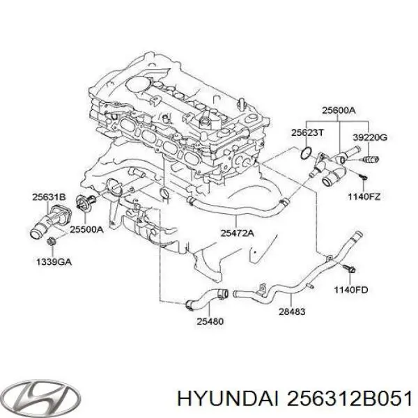 256312B050 Hyundai/Kia tapa de termostato