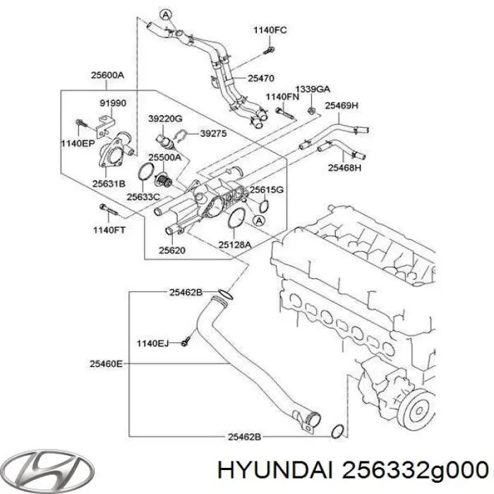 Junta, termostato HYUNDAI 256332G000