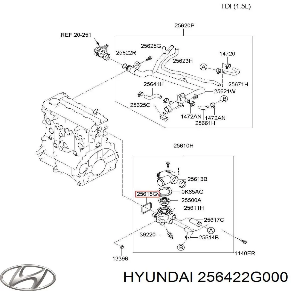 256422G000 Hyundai/Kia juntas de la carcasa de el termostato
