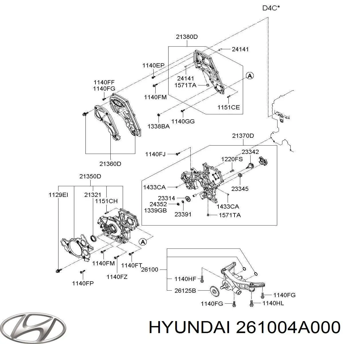 261004A000 Hyundai/Kia bomba de aceite