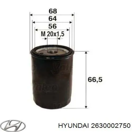 Filtro de aceite motor Hyundai/Kia 2630002750